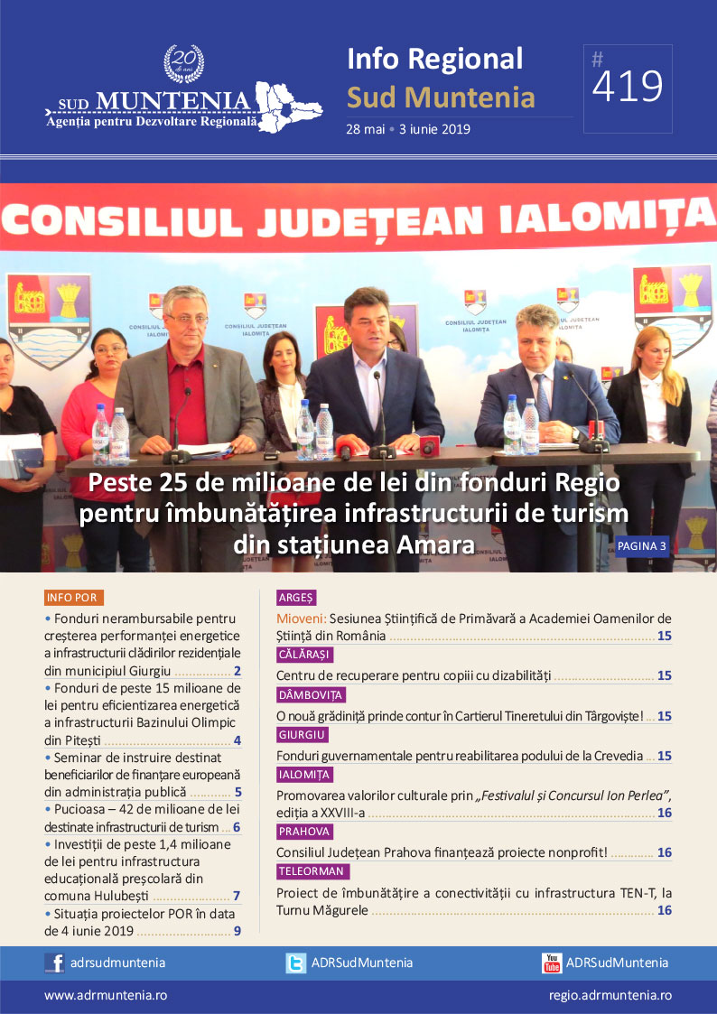 A apărut buletinul informativ Info Regional Sud Muntenia nr. 419!