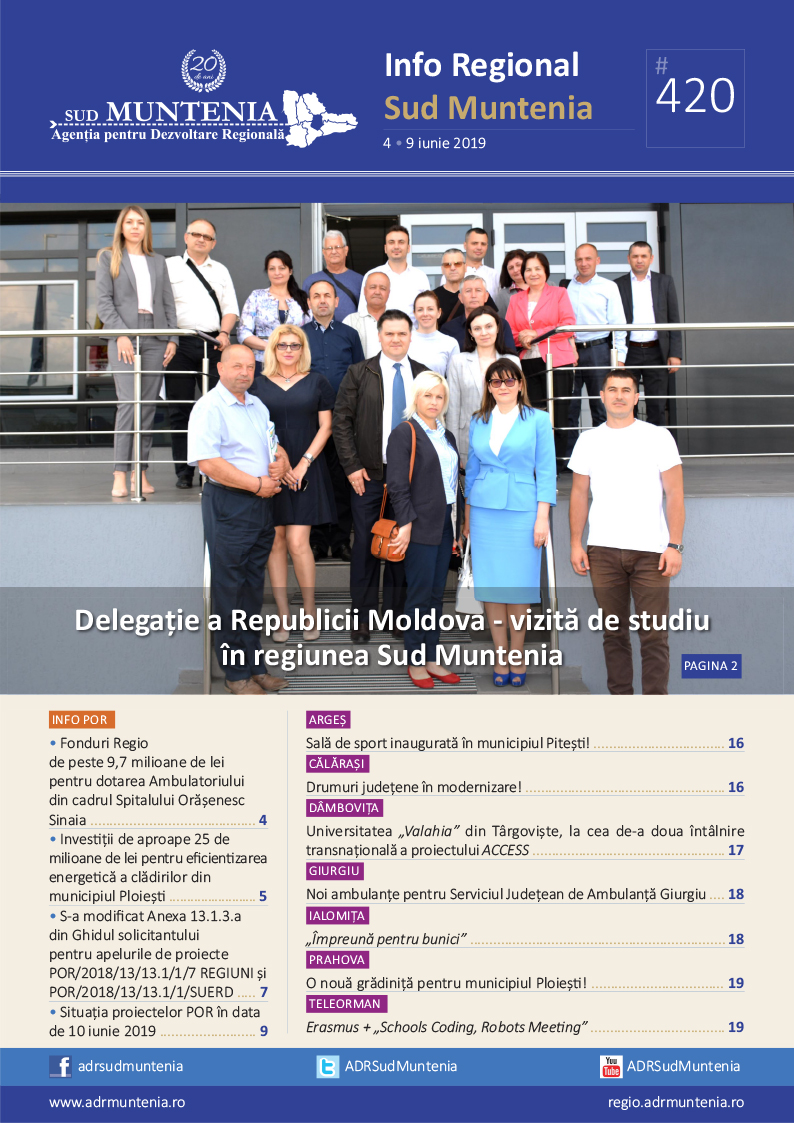 A apărut buletinul informativ Info Regional Sud Muntenia nr. 420!