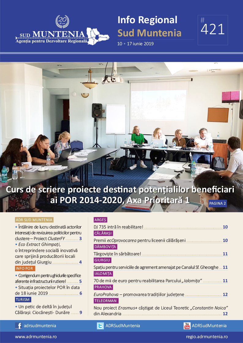 A apărut buletinul informativ Info Regional Sud Muntenia nr. 421!