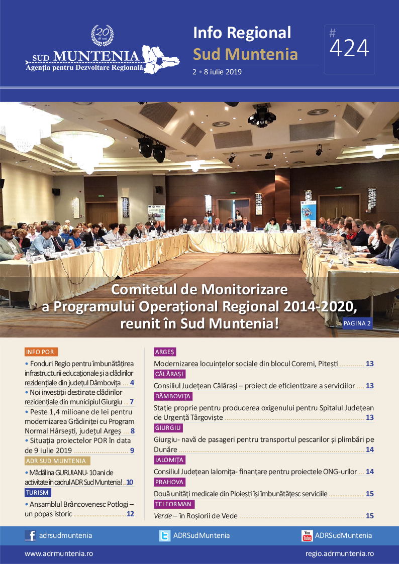 A apărut buletinul informativ Info Regional Sud Muntenia nr. 424!