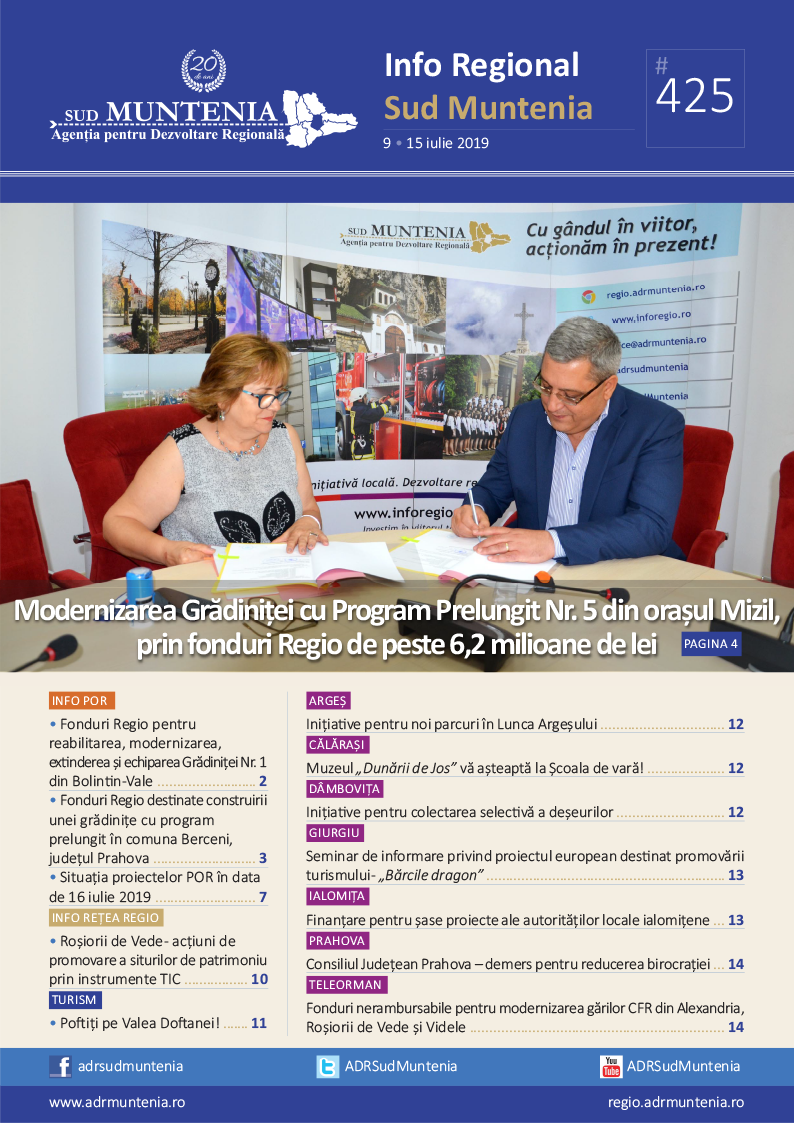 A apărut buletinul informativ Info Regional Sud Muntenia nr. 425!