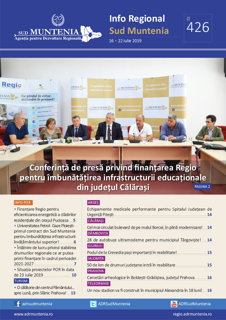 A apărut buletinul informativ Info Regional Sud Muntenia nr. 426!