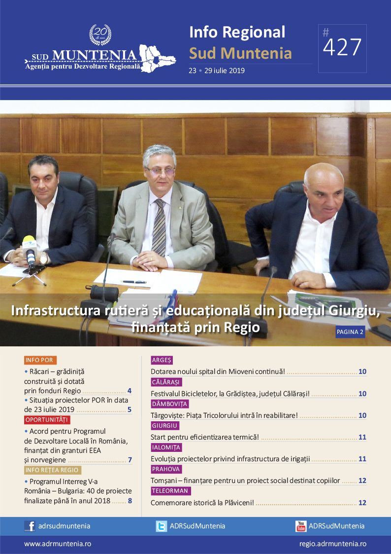 A apărut buletinul informativ Info Regional Sud Muntenia nr. 427!