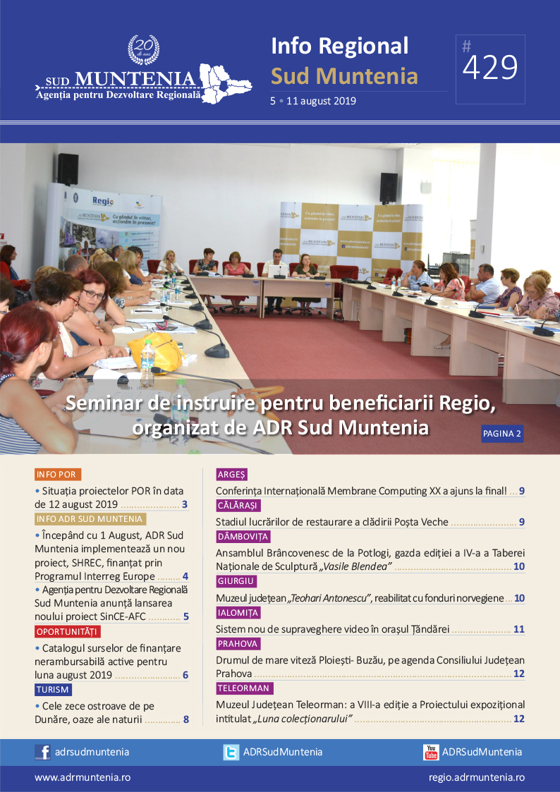 A apărut buletinul informativ Info Regional Sud Muntenia nr. 429!