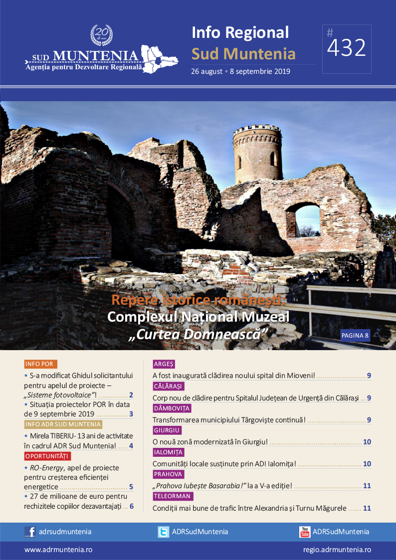 A apărut buletinul informativ Info Regional Sud Muntenia nr. 432!