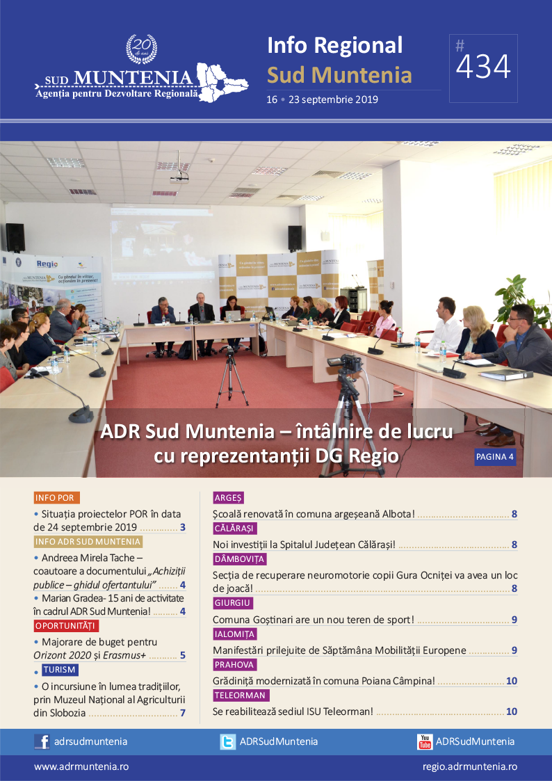 A apărut buletinul informativ Info Regional Sud Muntenia nr. 434!
