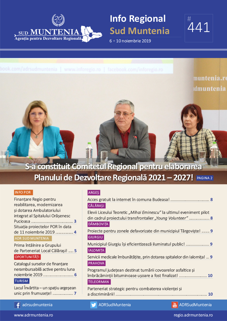A apărut buletinul informativ Info Regional Sud Muntenia nr. 441!