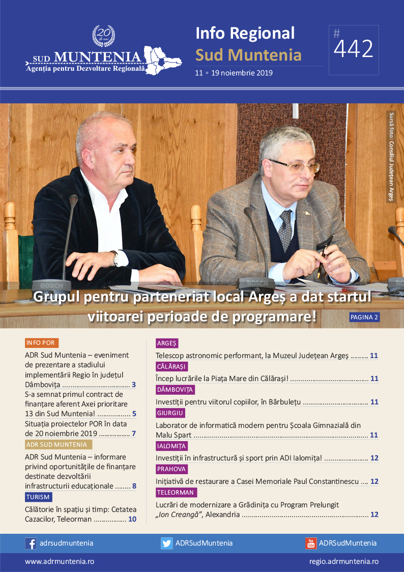 A apărut buletinul informativ Info Regional Sud Muntenia nr. 442!