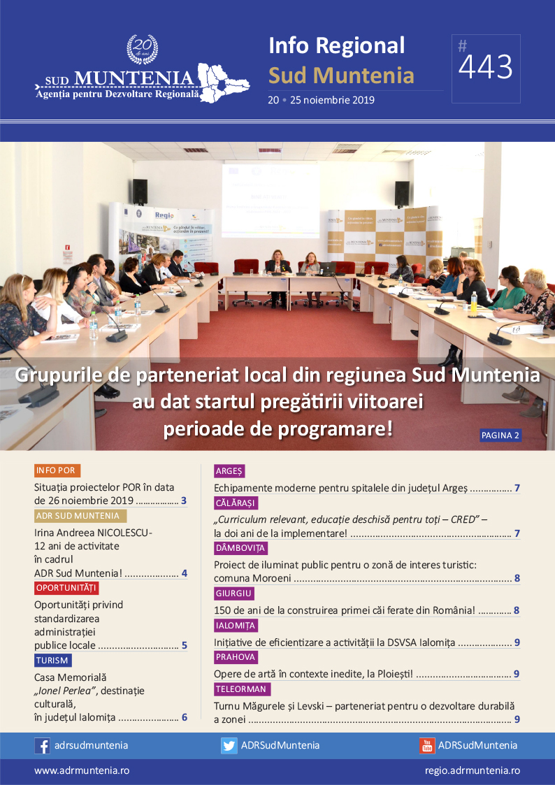 A apărut buletinul informativ Info Regional Sud Muntenia nr. 443!