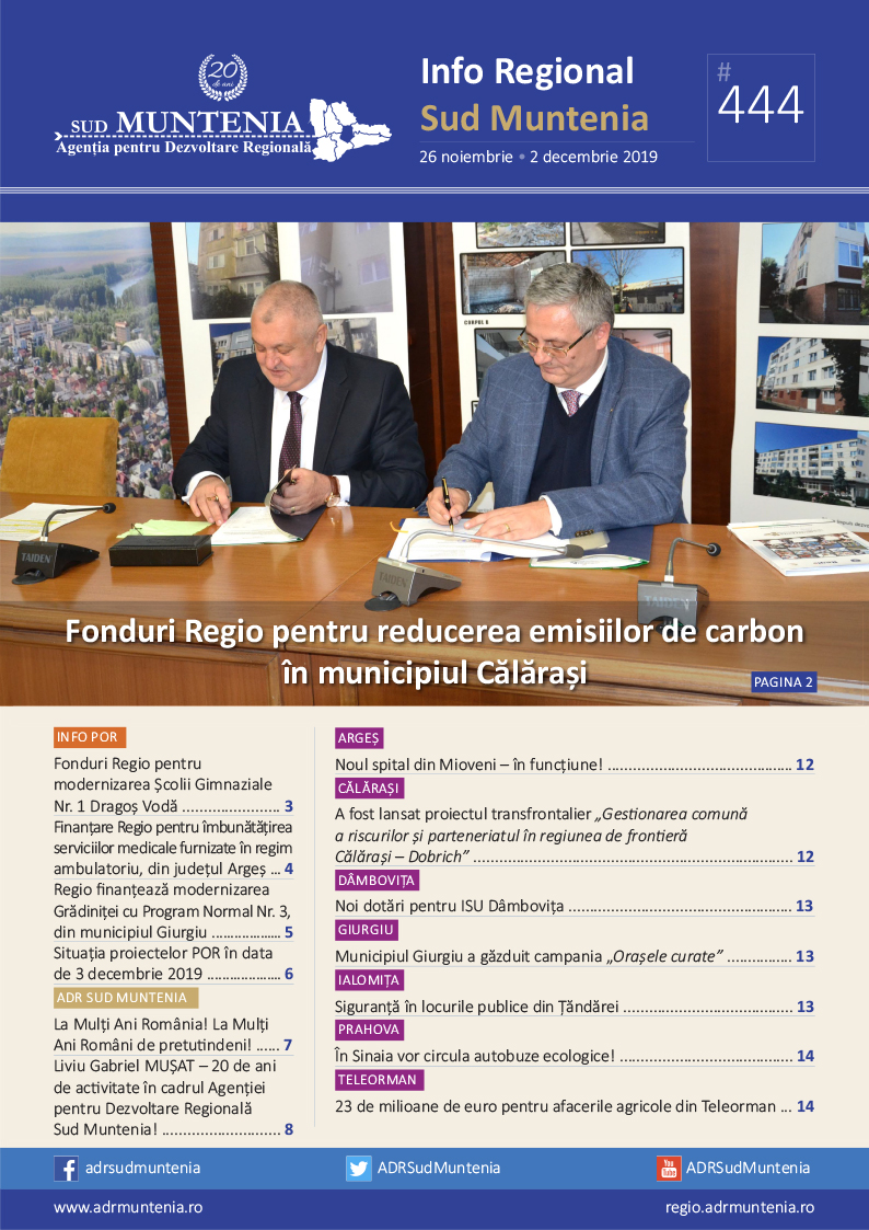 A apărut buletinul informativ Info Regional Sud Muntenia nr. 444!