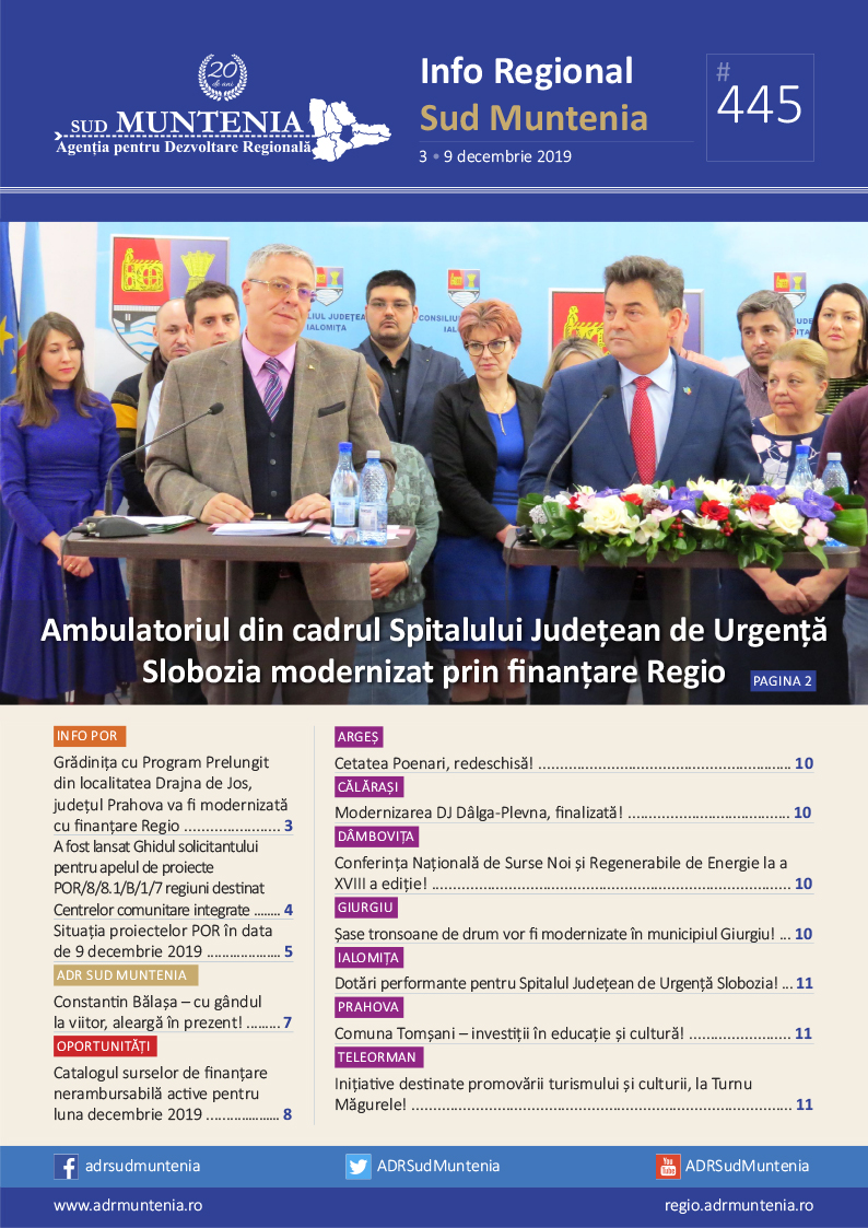 A apărut buletinul informativ Info Regional Sud Muntenia nr. 445!