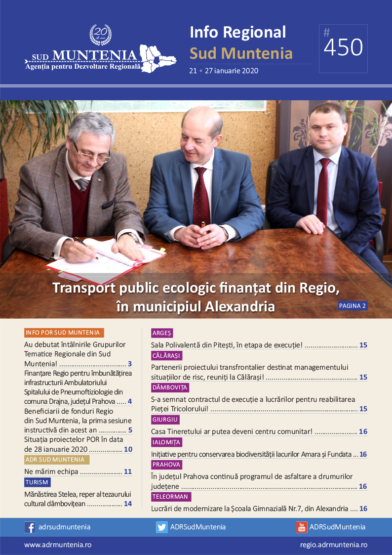 A apărut buletinul informativ Info Regional Sud Muntenia nr. 450!