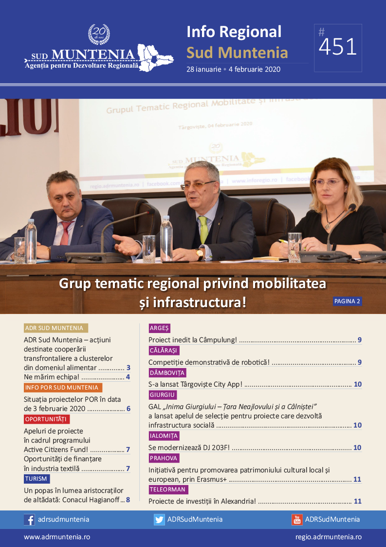 A apărut buletinul informativ Info Regional Sud Muntenia nr. 451!