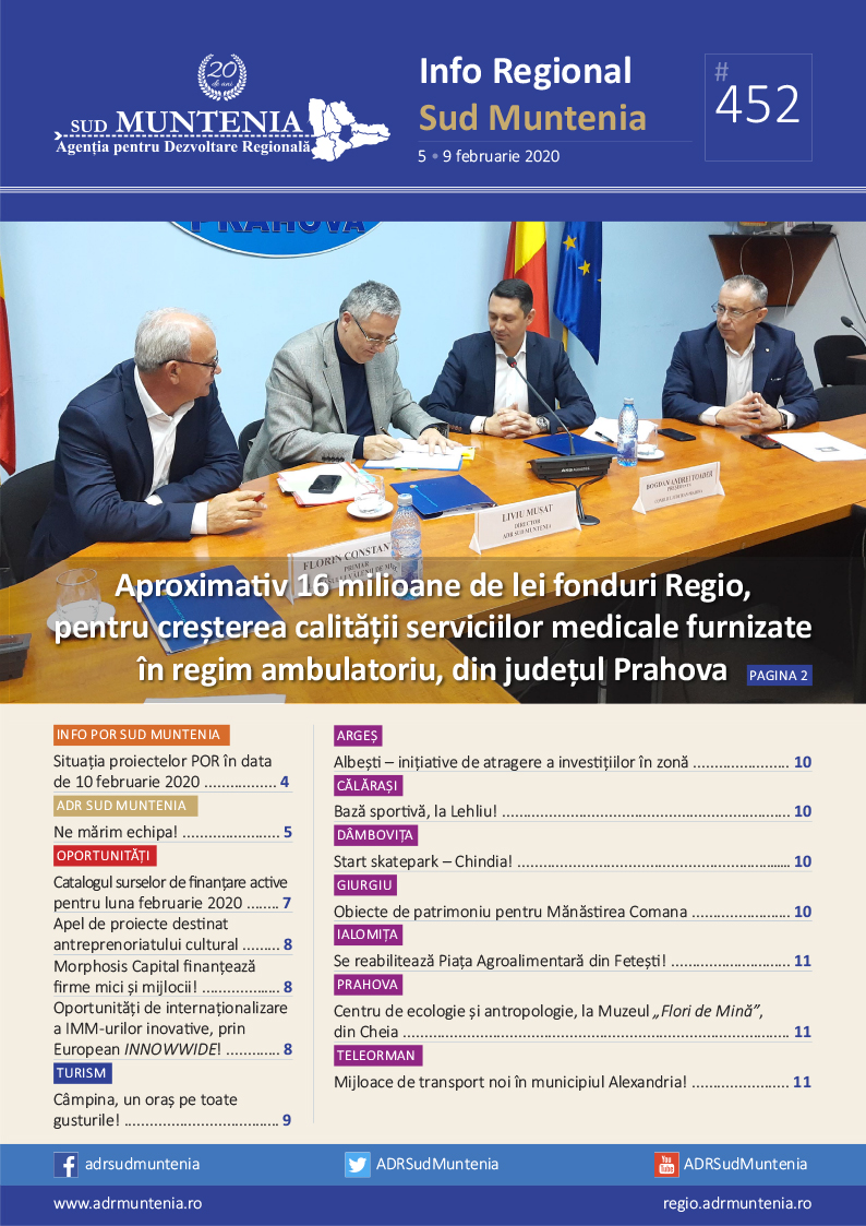 A apărut buletinul informativ Info Regional Sud Muntenia nr. 452!
