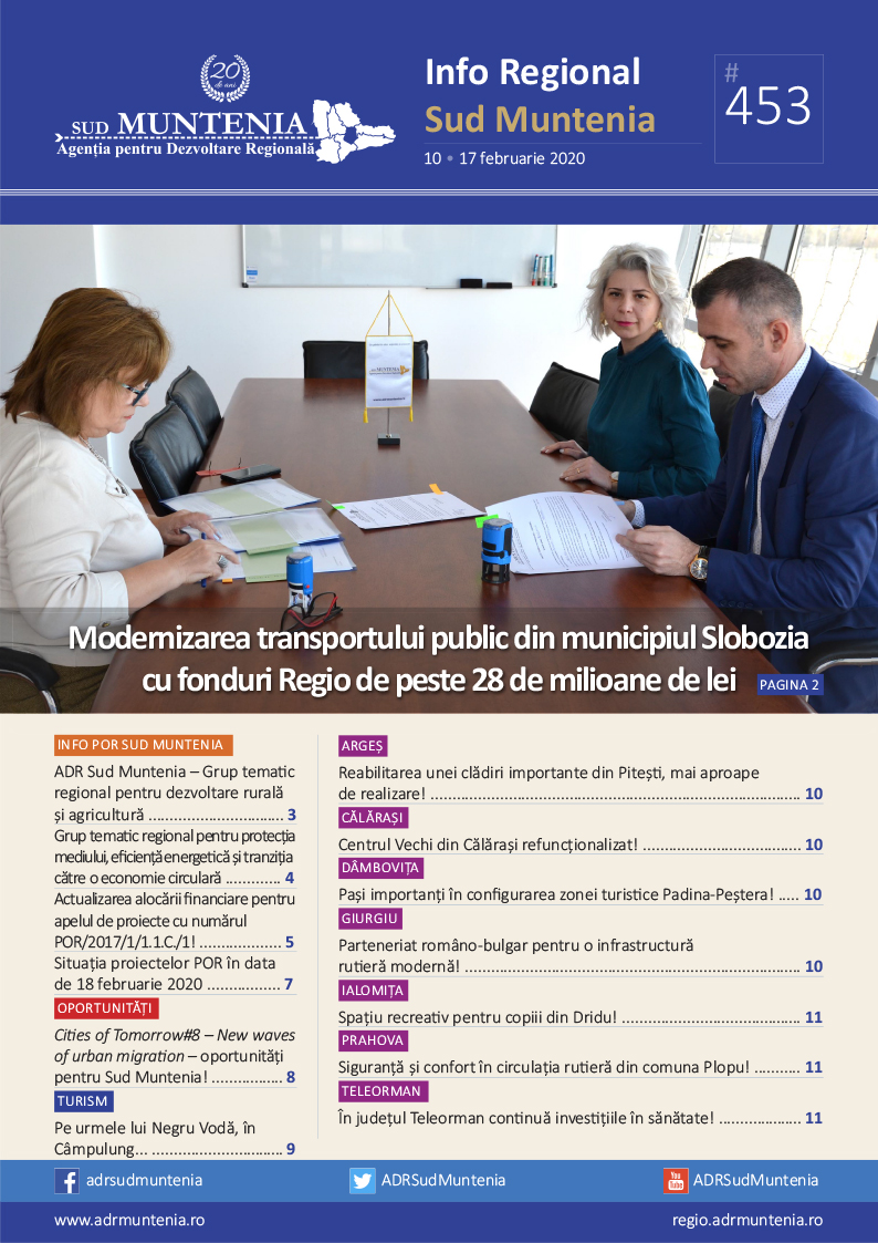 A apărut buletinul informativ Info Regional Sud Muntenia nr. 453!