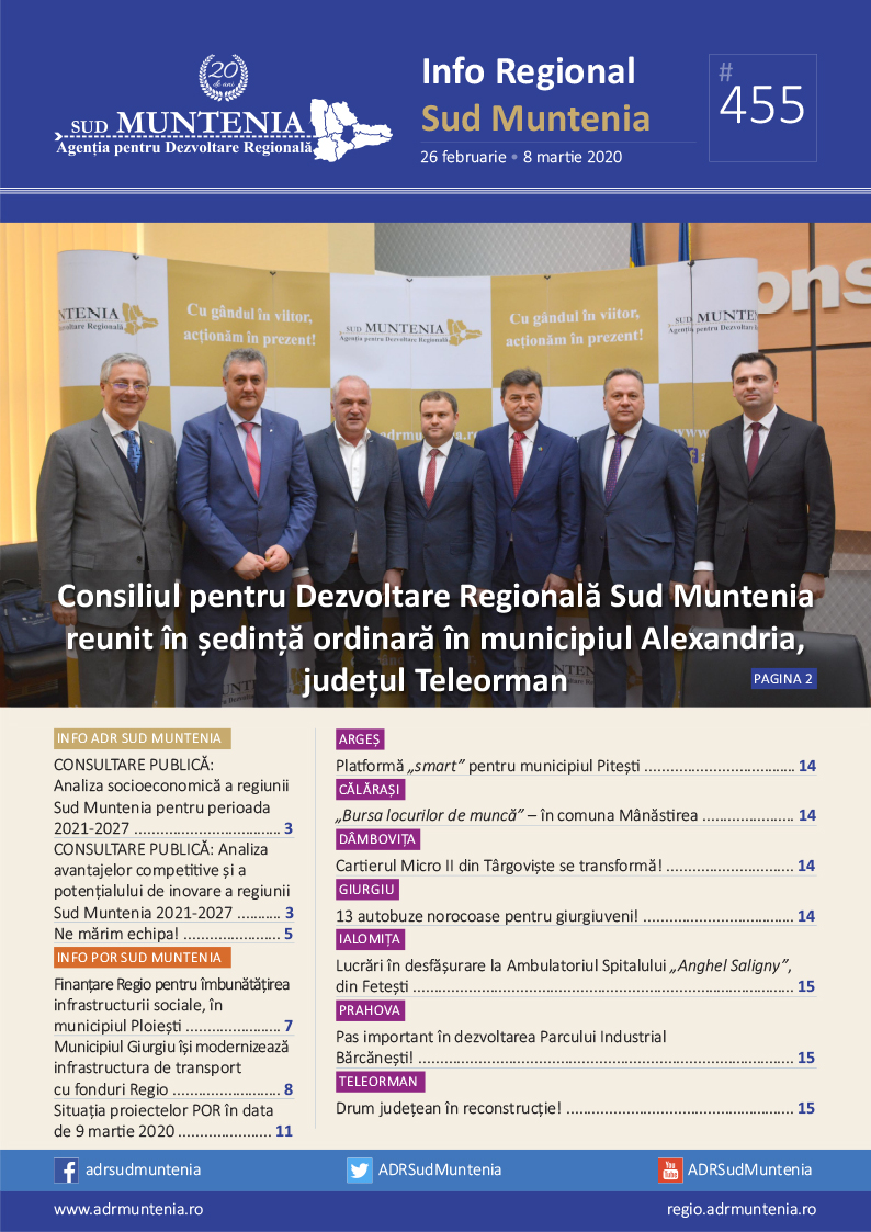 A apărut buletinul informativ Info Regional Sud Muntenia nr. 455!