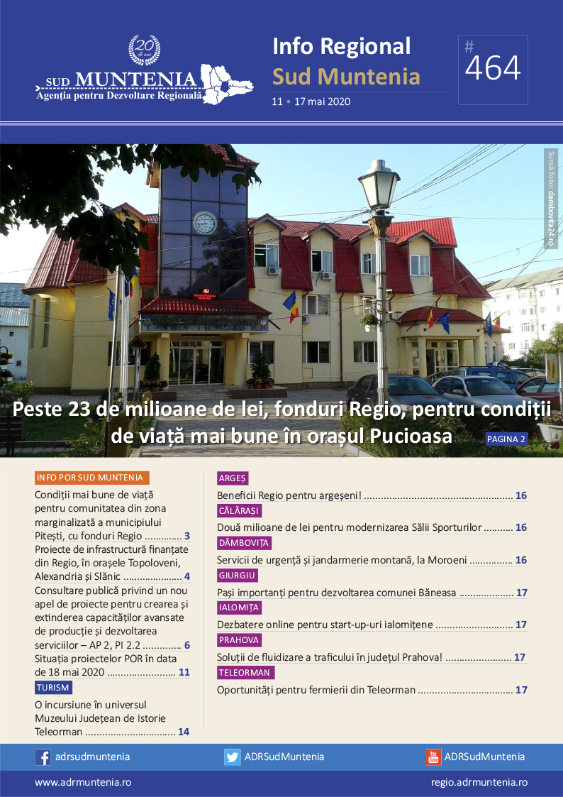 A apărut buletinul informativ Info Regional Sud Muntenia nr. 464!