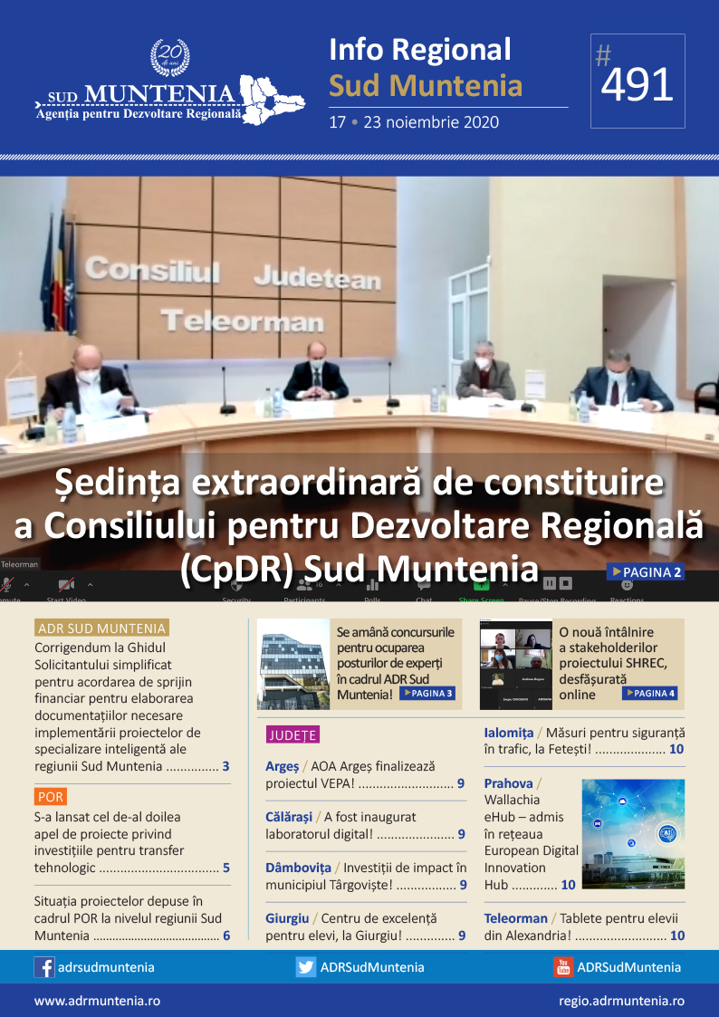 A apărut buletinul informativ Info Regional Sud Muntenia nr. 491!