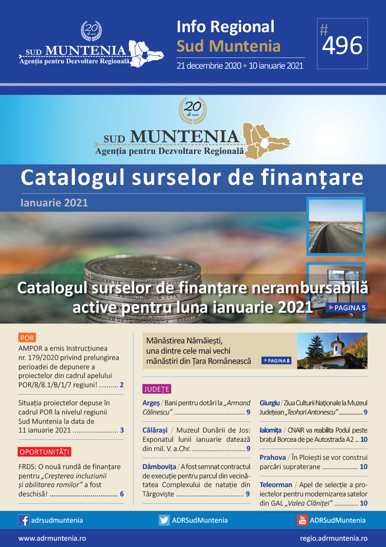 A apărut buletinul informativ Info Regional Sud Muntenia nr. 496!