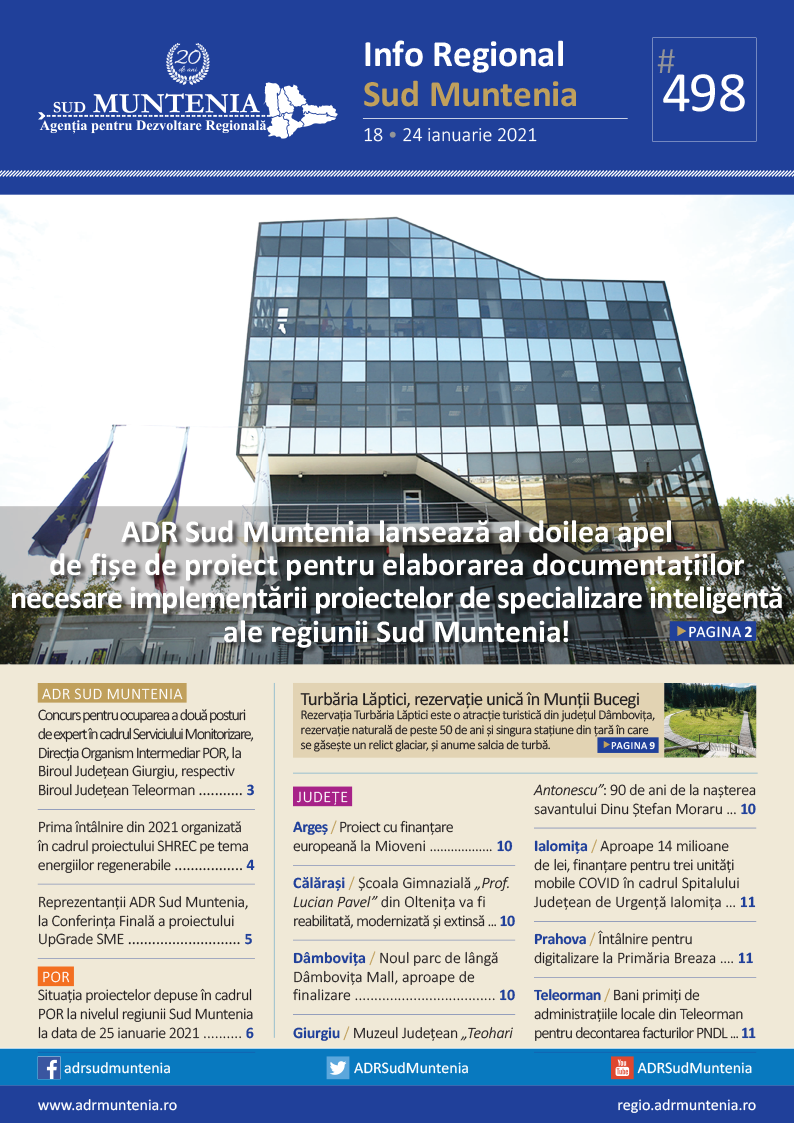 A apărut buletinul informativ Info Regional Sud Muntenia nr. 498!