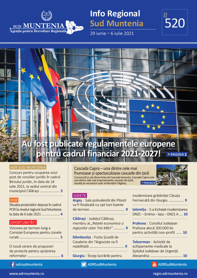 A apărut buletinul informativ Info Regional Sud Muntenia nr. 520!