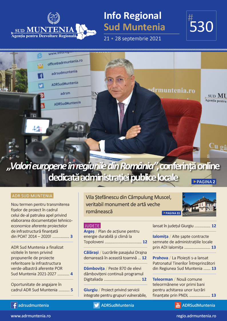 A apărut buletinul informativ Info Regional Sud Muntenia nr. 530!
