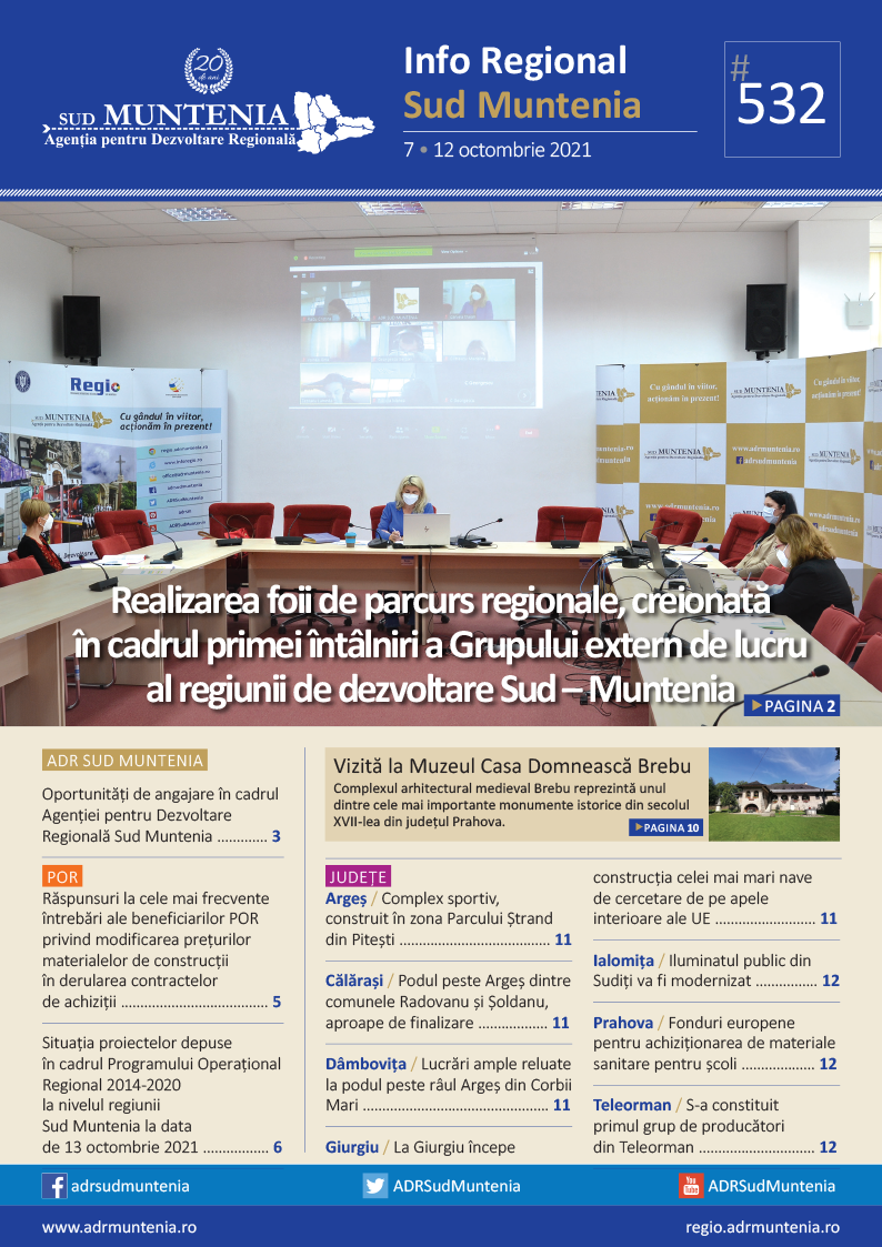 A apărut buletinul informativ Info Regional Sud Muntenia nr. 532!