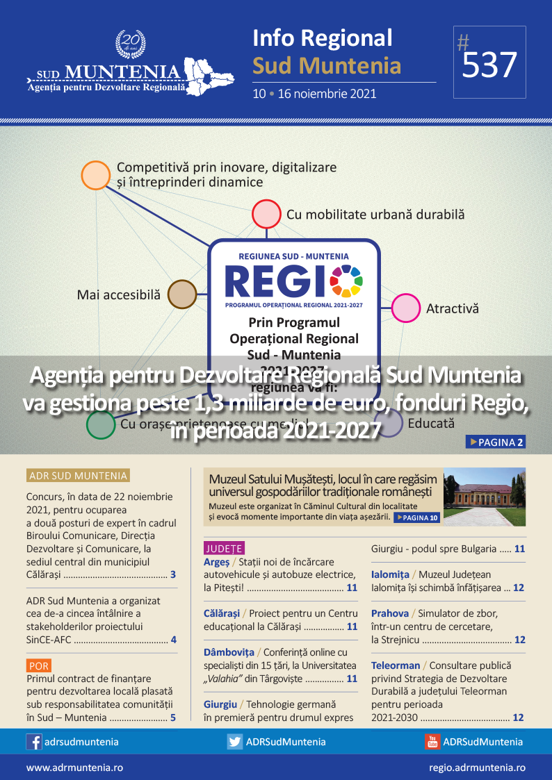 A apărut buletinul informativ Info Regional Sud Muntenia nr. 537!
