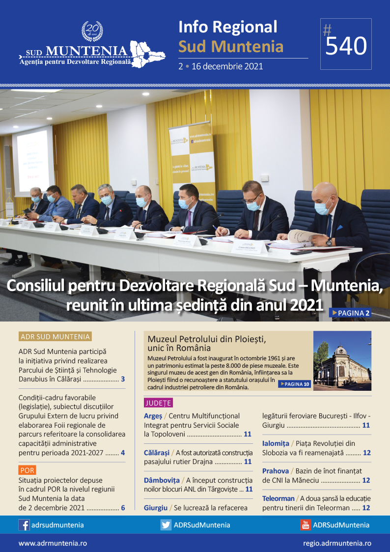 A apărut buletinul informativ Info Regional Sud Muntenia nr. 540!