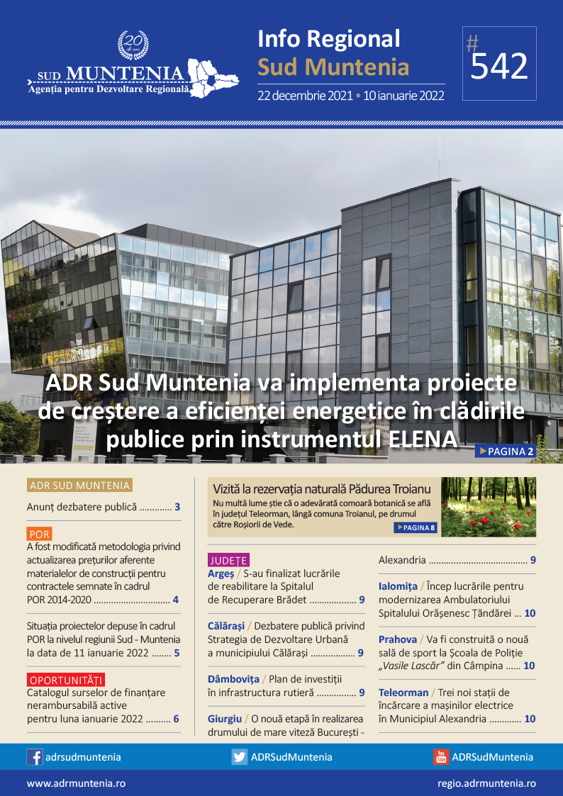 A apărut buletinul informativ Info Regional Sud Muntenia nr. 542!