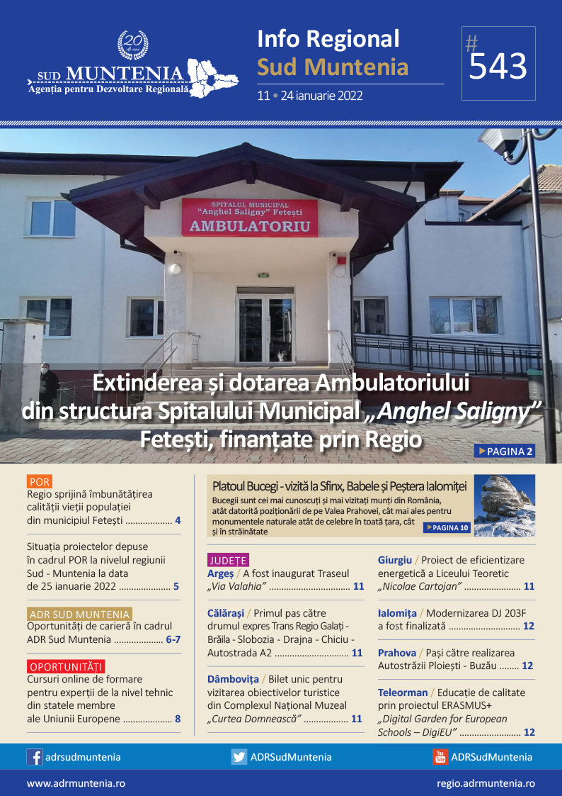 A apărut buletinul informativ Info Regional Sud Muntenia nr. 543!