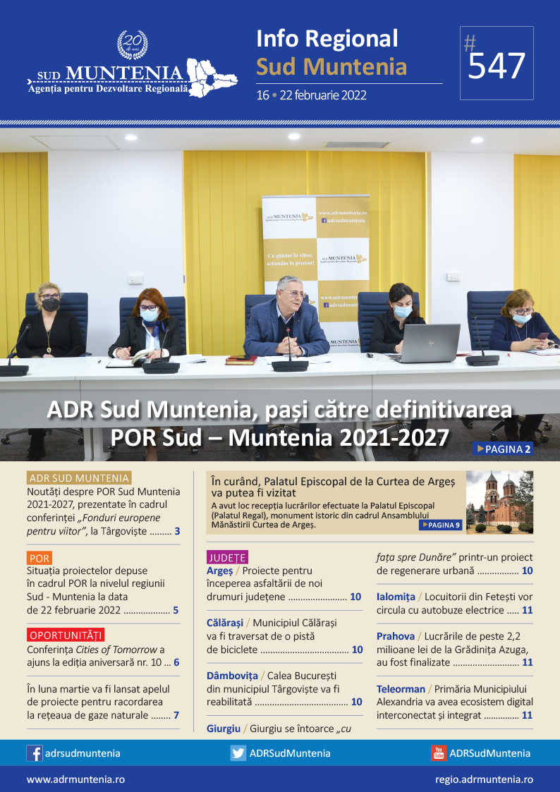 A apărut buletinul informativ Info Regional Sud Muntenia nr. 547!