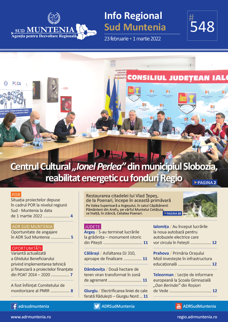 A apărut buletinul informativ Info Regional Sud Muntenia nr. 548!