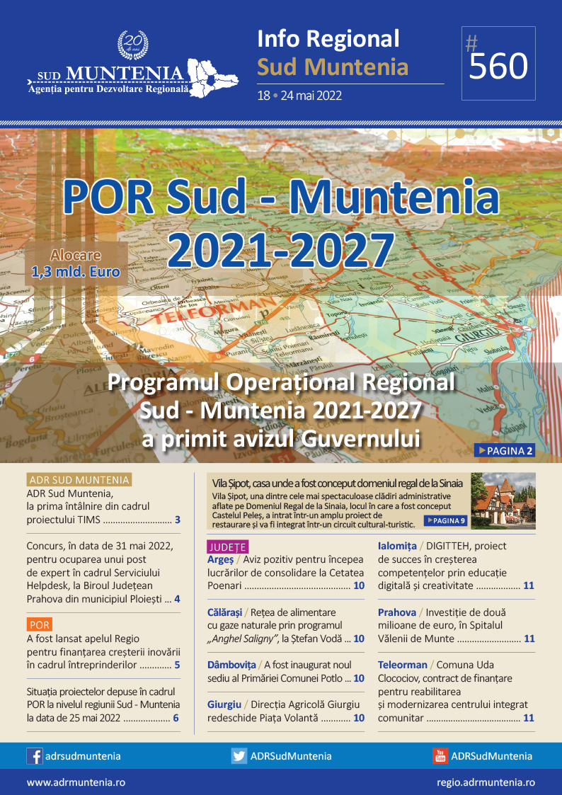 A apărut buletinul informativ Info Regional Sud Muntenia nr. 560!