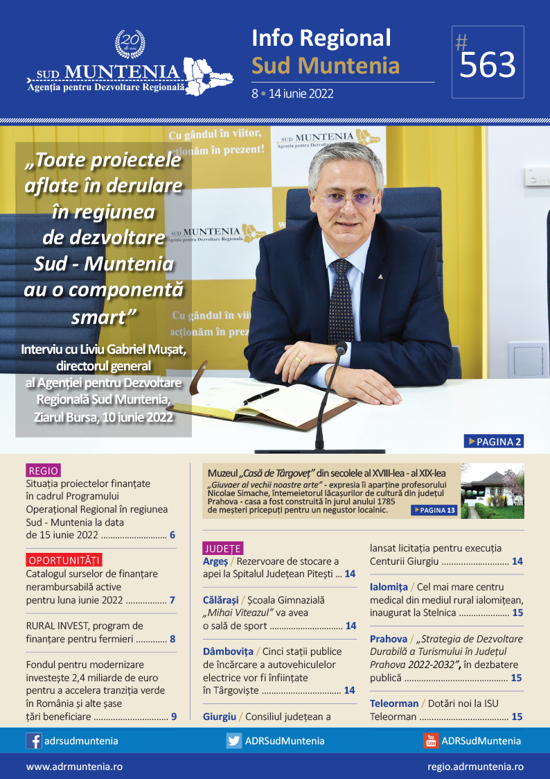 A apărut buletinul informativ Info Regional Sud Muntenia nr. 563!