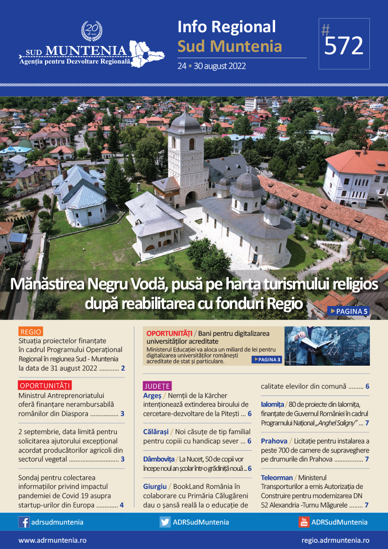 A apărut buletinul informativ Info Regional Sud Muntenia nr. 572!