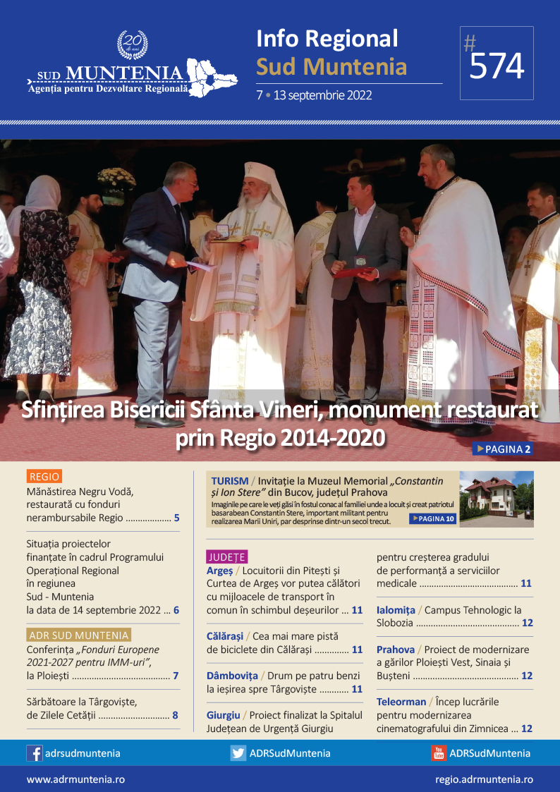 A apărut buletinul informativ Info Regional Sud Muntenia nr. 574!