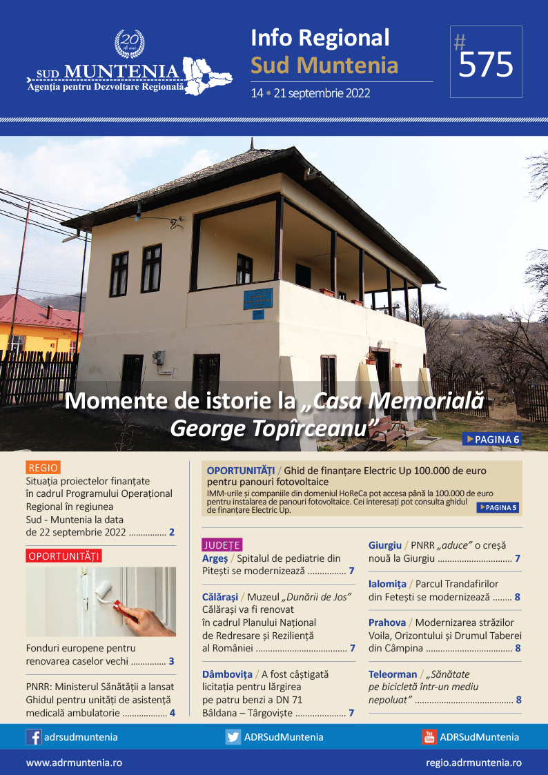 A apărut buletinul informativ Info Regional Sud Muntenia nr. 575!
