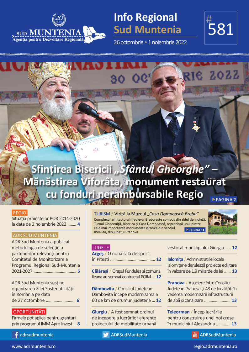 A apărut buletinul informativ Info Regional Sud Muntenia nr. 581!