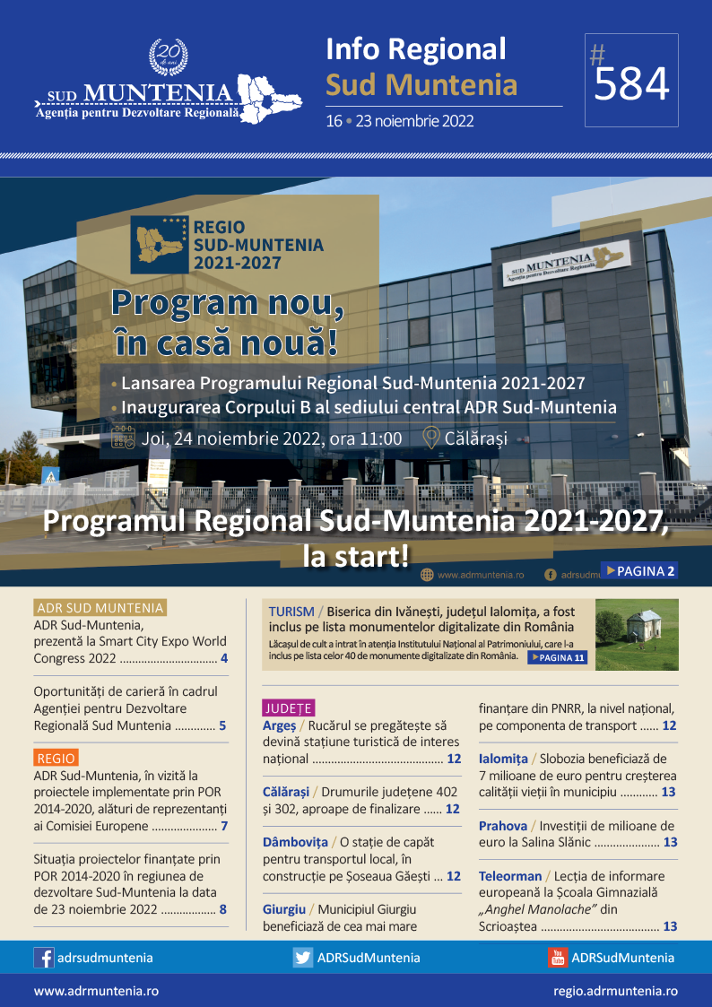 A apărut buletinul informativ Info Regional Sud Muntenia nr. 584!