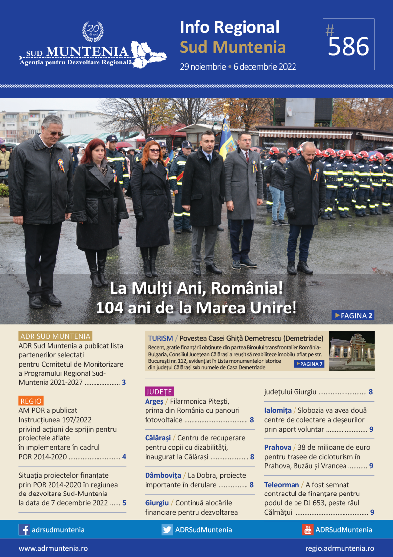 A apărut buletinul informativ Info Regional Sud Muntenia nr. 586!