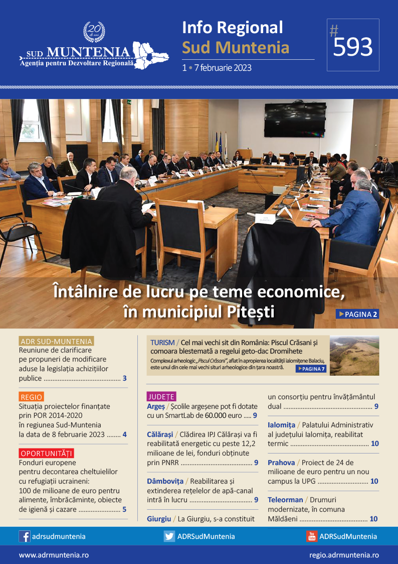 A apărut buletinul informativ Info Regional Sud Muntenia nr. 593