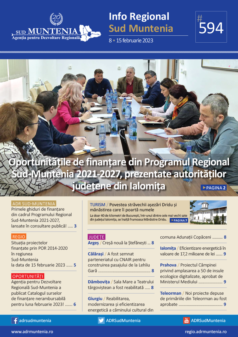 A apărut buletinul informativ Info Regional Sud Muntenia nr. 594